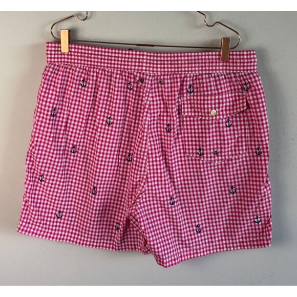 Polo Ralph Lauren Mens Swim Shorts Red Gingham Anchor Print Traveler Size XXL - Picture 12 of 15